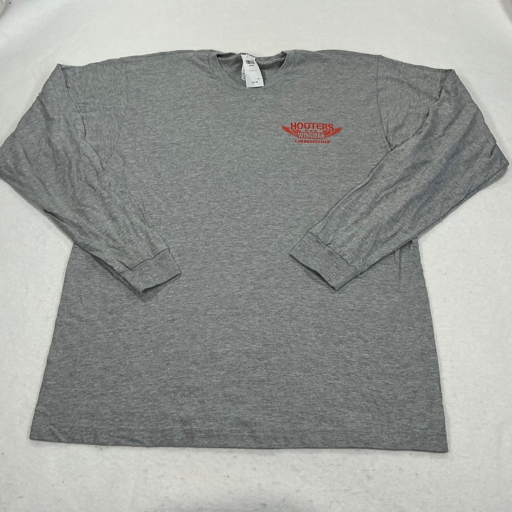 Tultex Hooters Wingman Lawrenceville Gray Long Sleeve Graphic Tee XL NWT 202LS